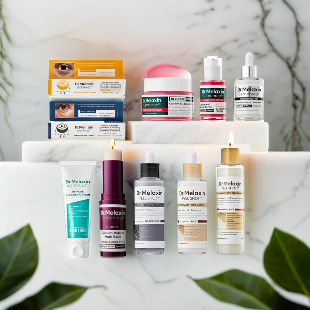 Dr. Melaxin Rice Exfoliating Serum & Facial Care Kit - Moisturizing Stick, Anti-Wrinkle Eye Cream Cleanser Skincare