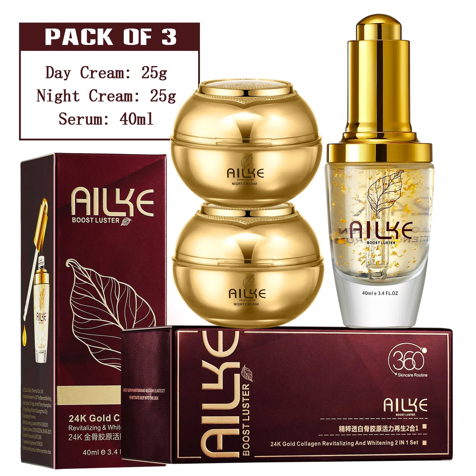 AILKE 24K Collagen Facial Whitening Set,