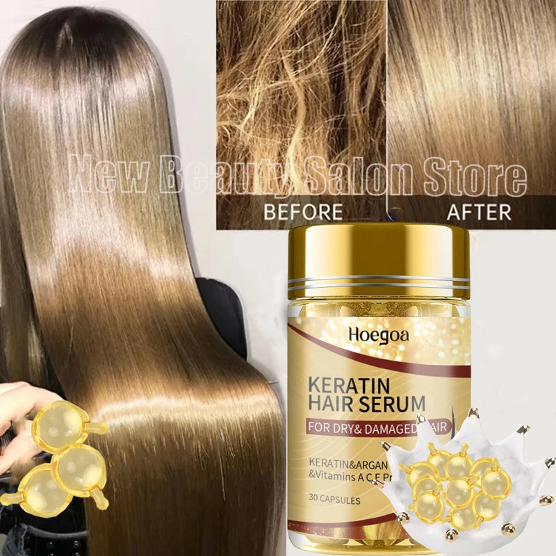 Magic Hair Vitamin Capsule Keratin Oil Fast Restore Hair Soft Smooth Shiny Deep Moisturizer Frizzy Dry Scalp Hair Care Products