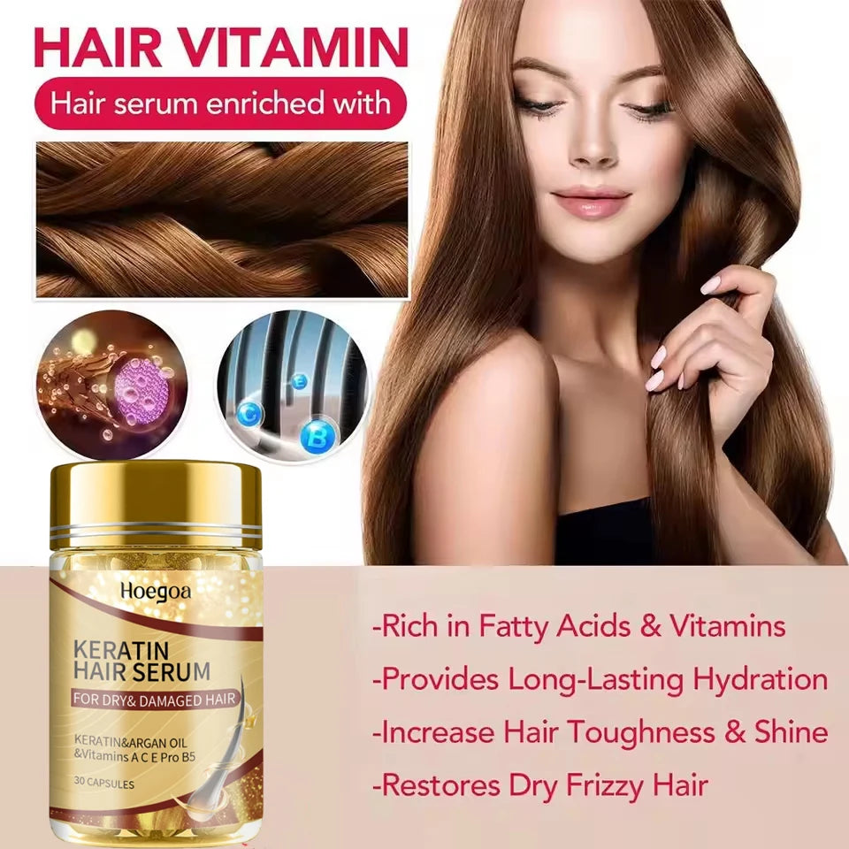 Magic Hair Vitamin Capsule Keratin Oil Fast Restore Hair Soft Smooth Shiny Deep Moisturizer Frizzy Dry Scalp Hair Care Products
