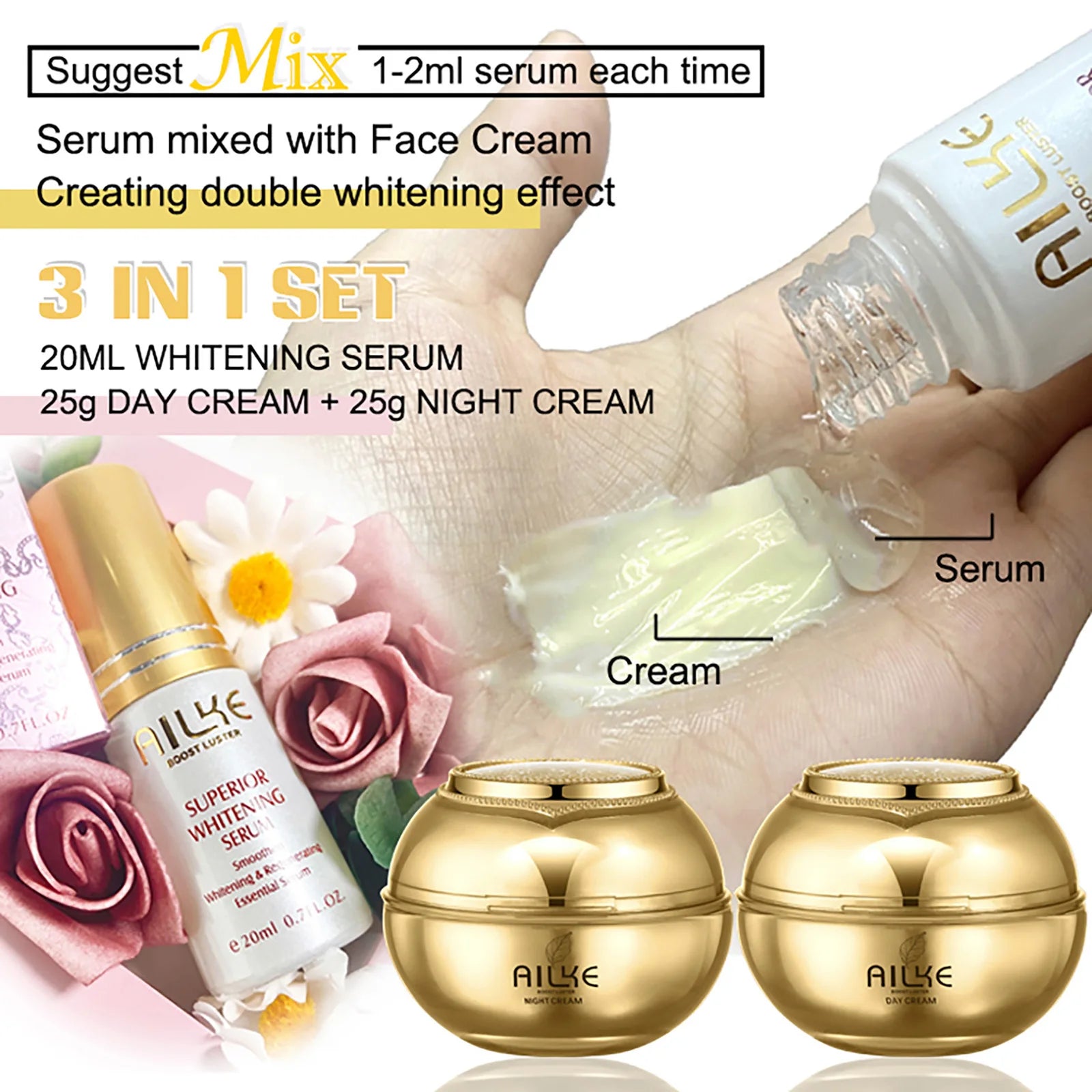 AILKE 24K Collagen Facial Whitening Set,